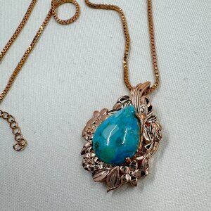 JTV Brand - Turquoise Copper Pendant with 18" Box Chain